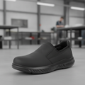 Microfibre Black Slip-On Safety Shoes with Steel Toe Cap for Workplaces