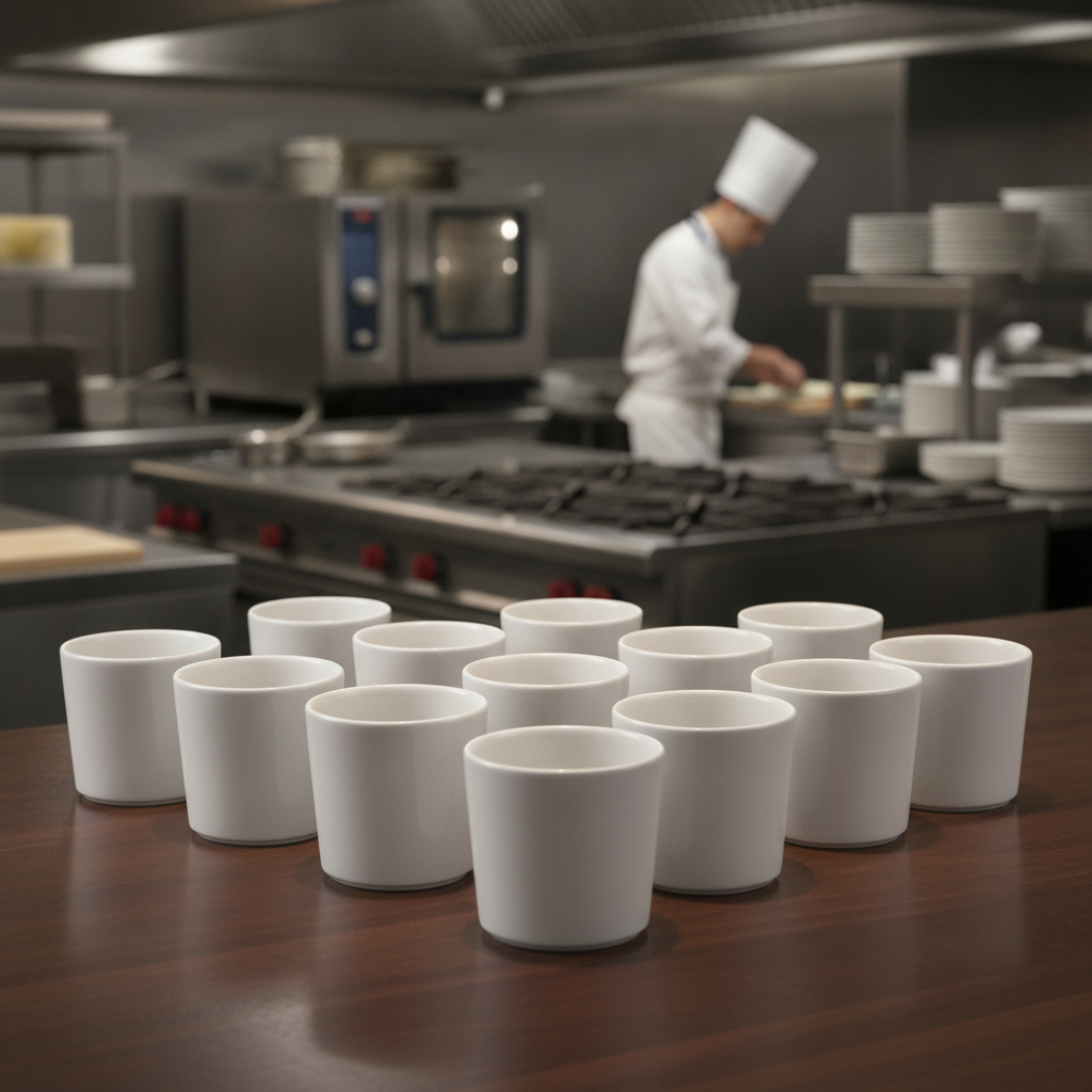 Super Vitrified Porcelain Straight Sided Mugs 310ml for Commercial Use (Pack of 12)