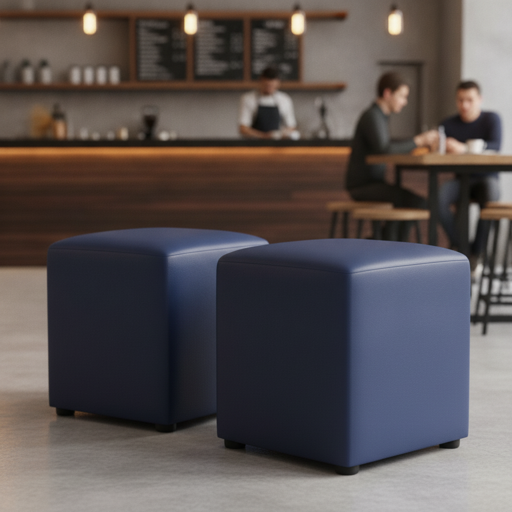 Rubber Wood Cube Bar Stools 470x420mm for Cafés & Restaurants (Pack of 2)