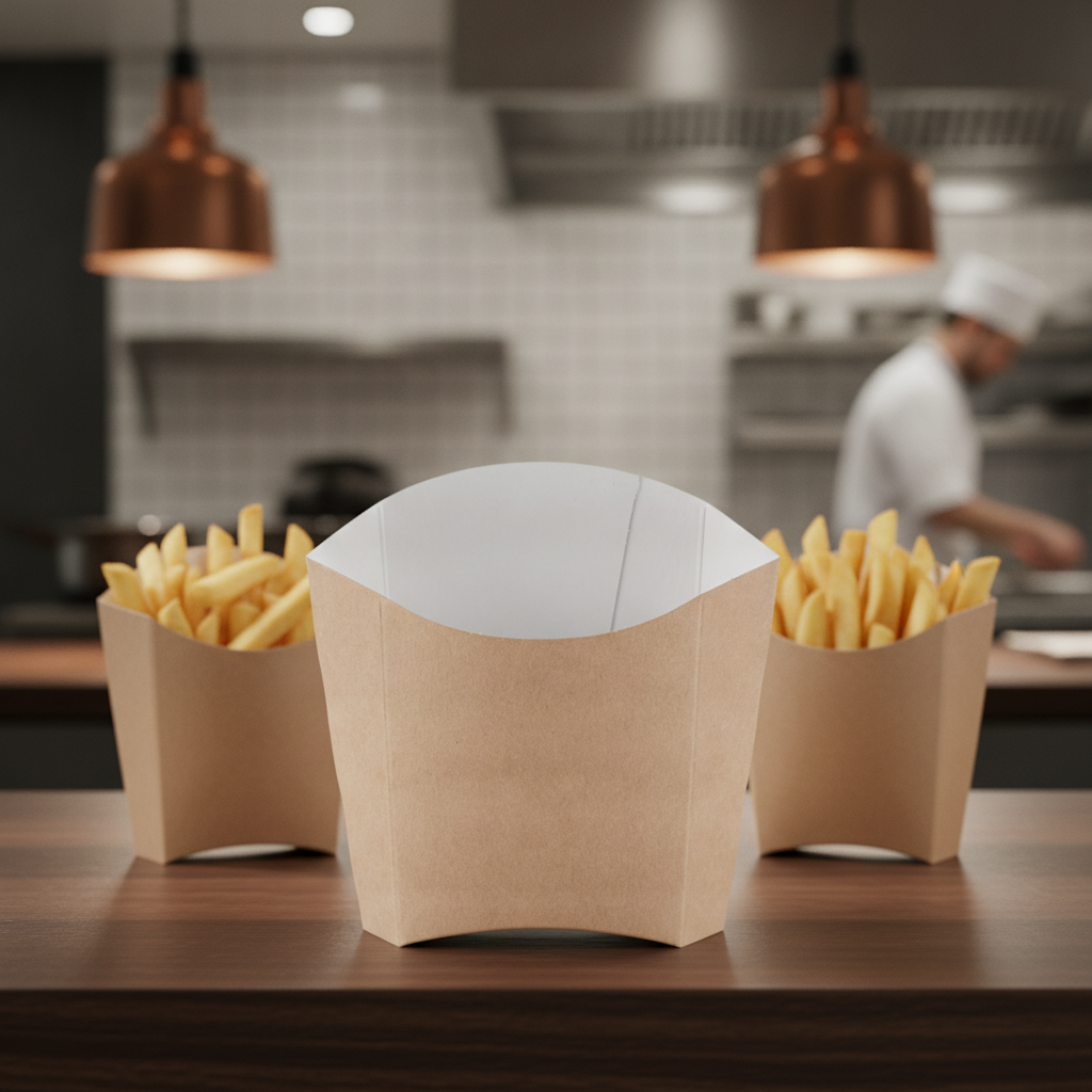 Compostable Kraft Chip Cartons Medium for Takeaway Food (Pack of 1000)