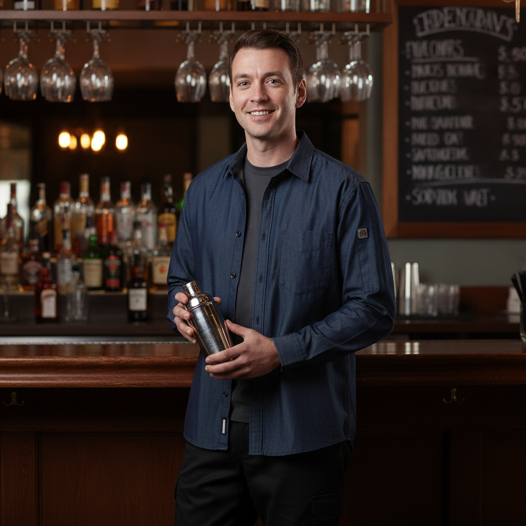 Denim Long Sleeve Shirt for Bars & Restaurants