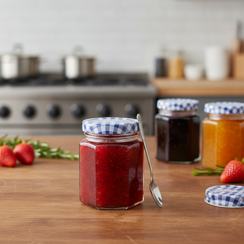 Glass Hexagonal Twist Top Jar 110ml for Storing Jams & Preserves
