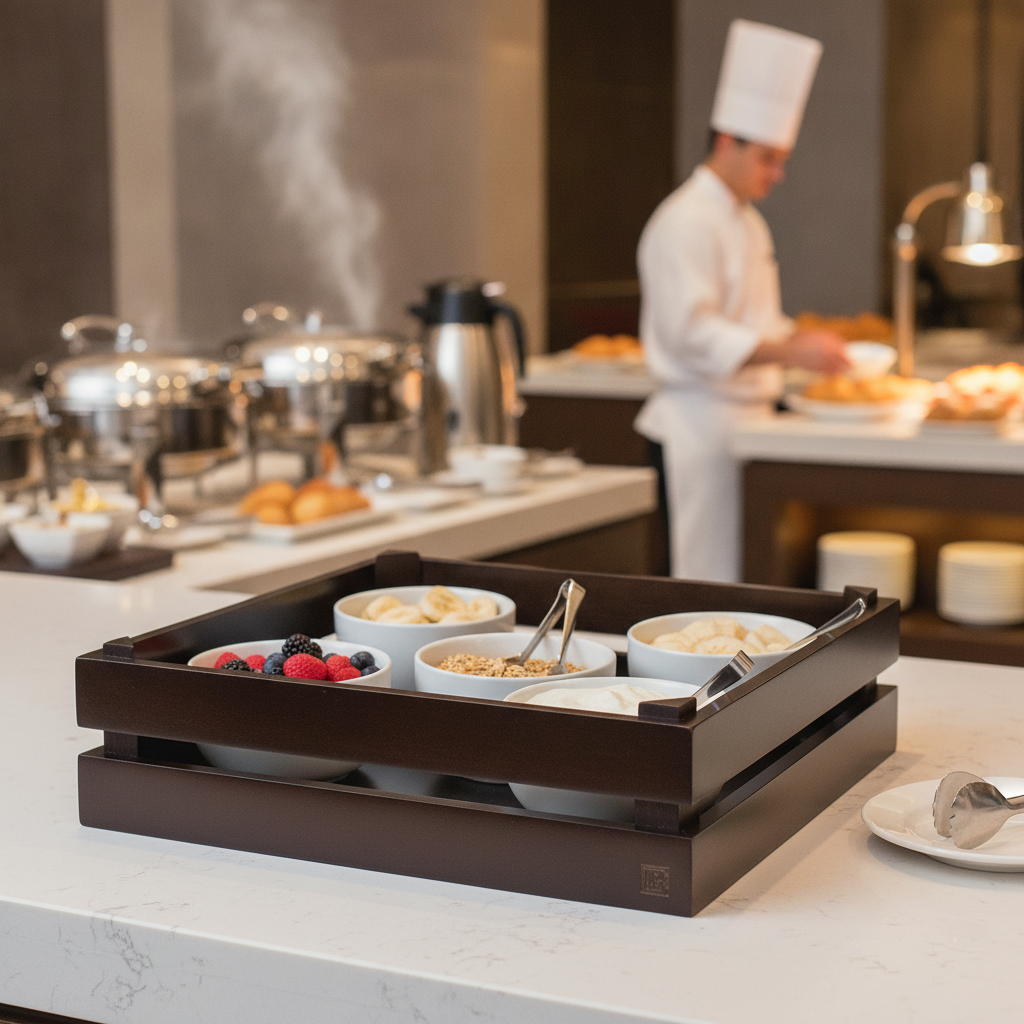 Wood Buffet Crate Black 105mm for Breakfast Buffets
