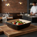 Melamine Black and Wood Bowl 250mm for Sharing Platters