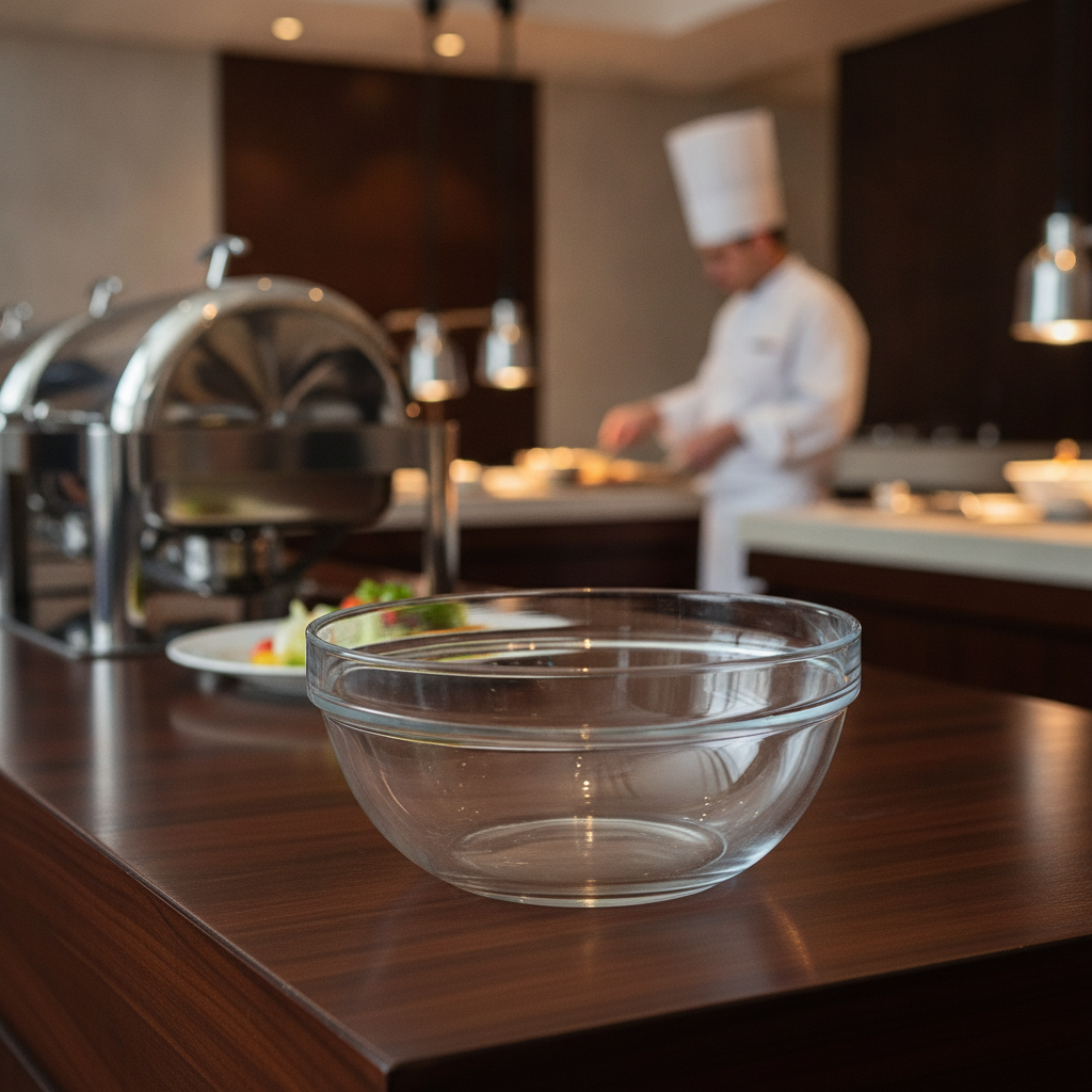 Glass Serving Bowl 230mm for Buffet Use