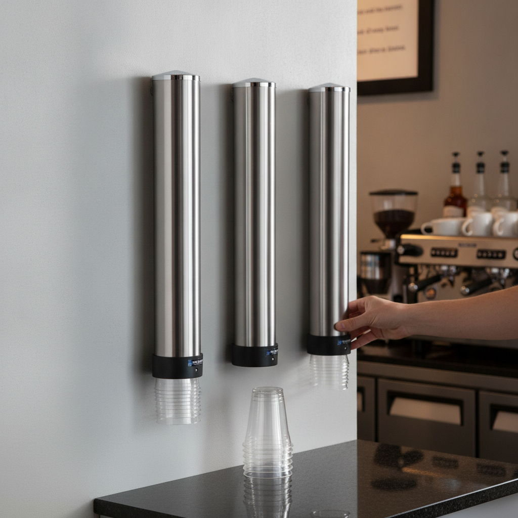 Stainless Steel Wall Mounted Cup Dispenser 12-24oz for Efficient Use