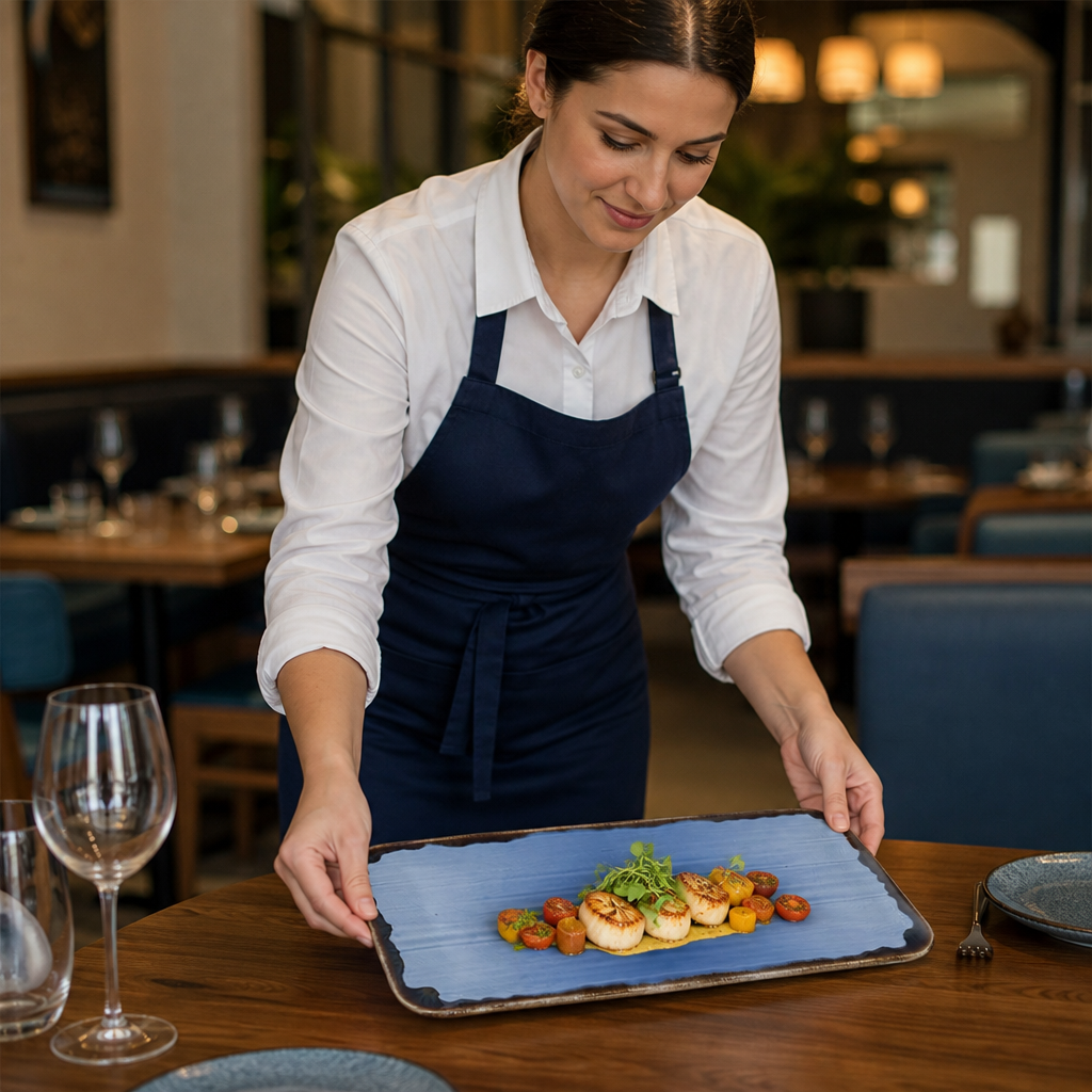 Finest Vitrified Coupe Rectangle Platter 405x181mm Indigo Vitrified Ceramic for Dining (Pack of 6)