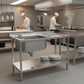 304 Stainless Steel Double Sink Unit 1200mm for Commercial Kitchens