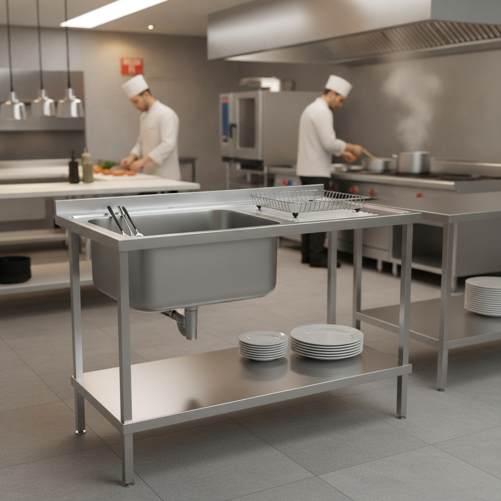 304 Stainless Steel Double Sink Unit 1200mm for Commercial Kitchens