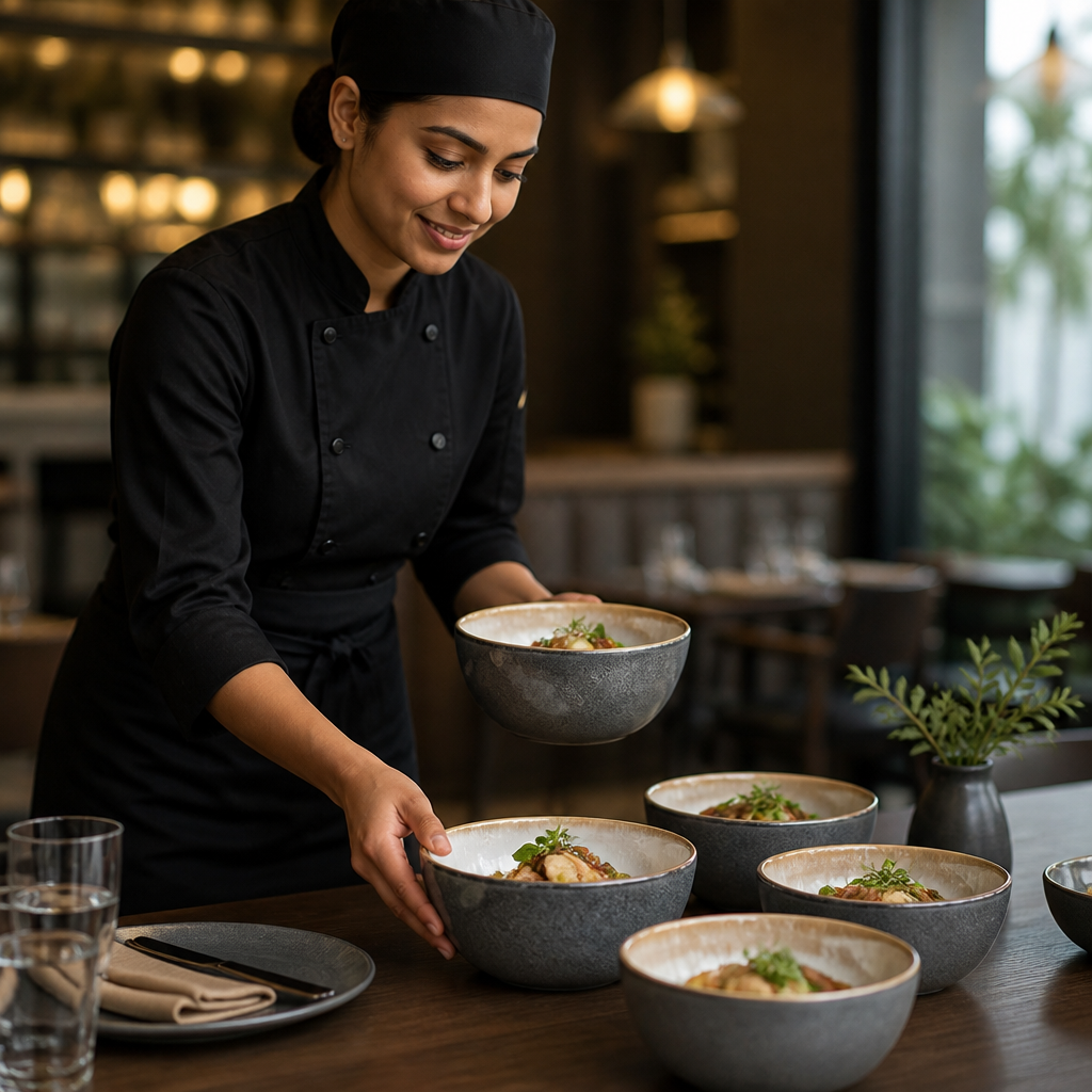 Reactive Glazed Bowls 135mm Aqua Stoneware for Dining (Pack of 6)