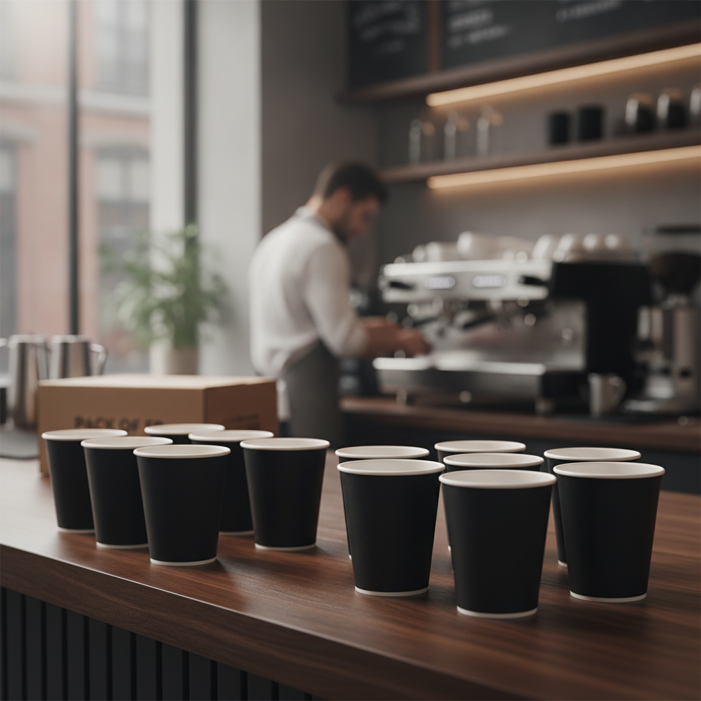 Cardboard Black Coffee Cups 227ml for Takeaway Services (Pack of 50)