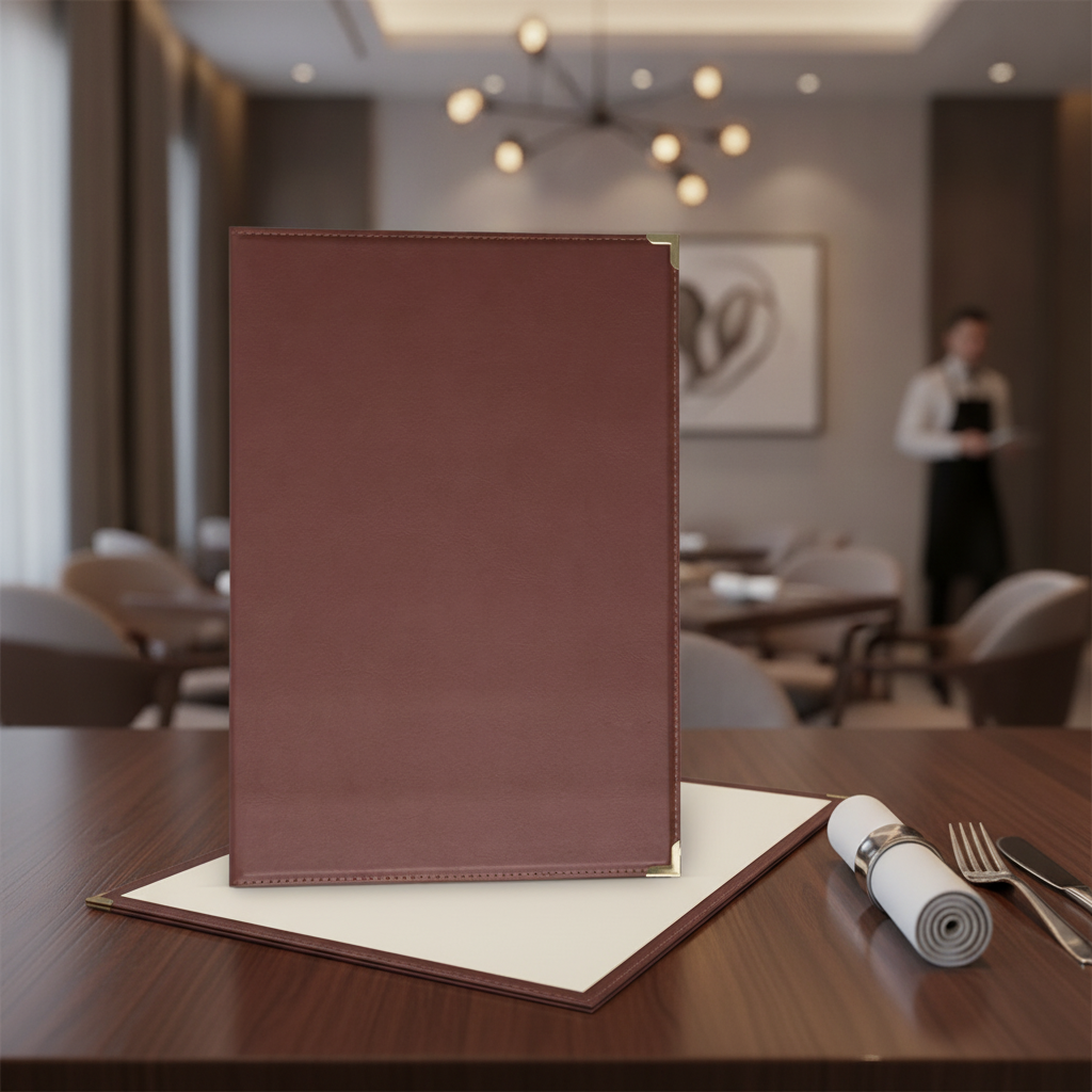 Leatherette A4 Cover in Burgundy for Restaurants