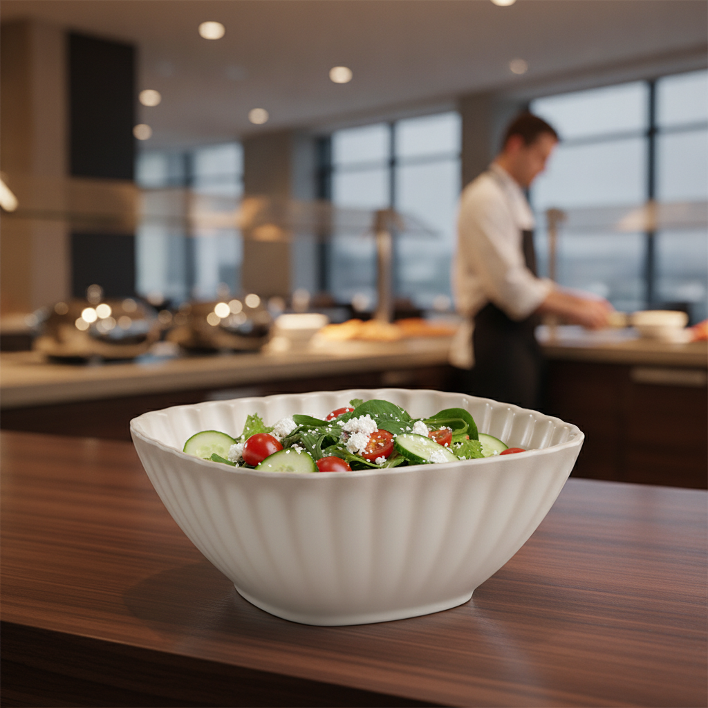 Melamine White Bowl 1.1L for Buffet Presentations