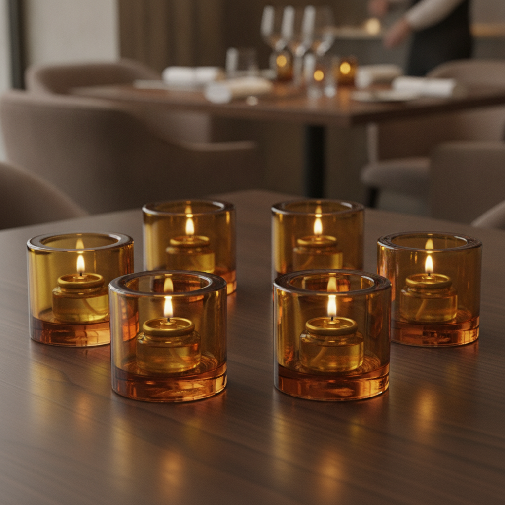 Amber Tealight 70x73mm for Restaurants & Events (Pack of 6)