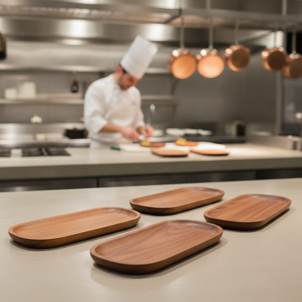 Wood Natural Hardwood Presentation Boards 290x100mm for Catering (Pack of 4)