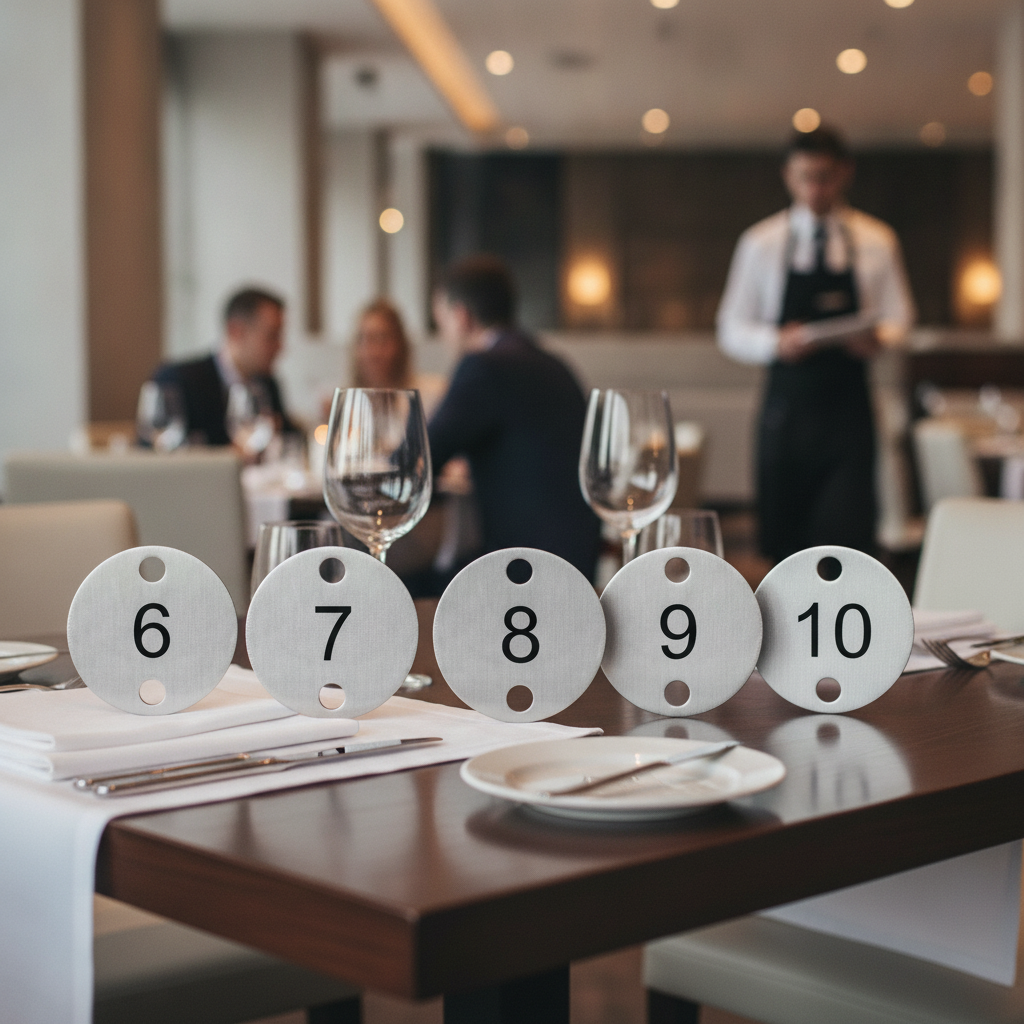 Stainless Steel Table Numbers 6-10 30x30mm for Event Venues