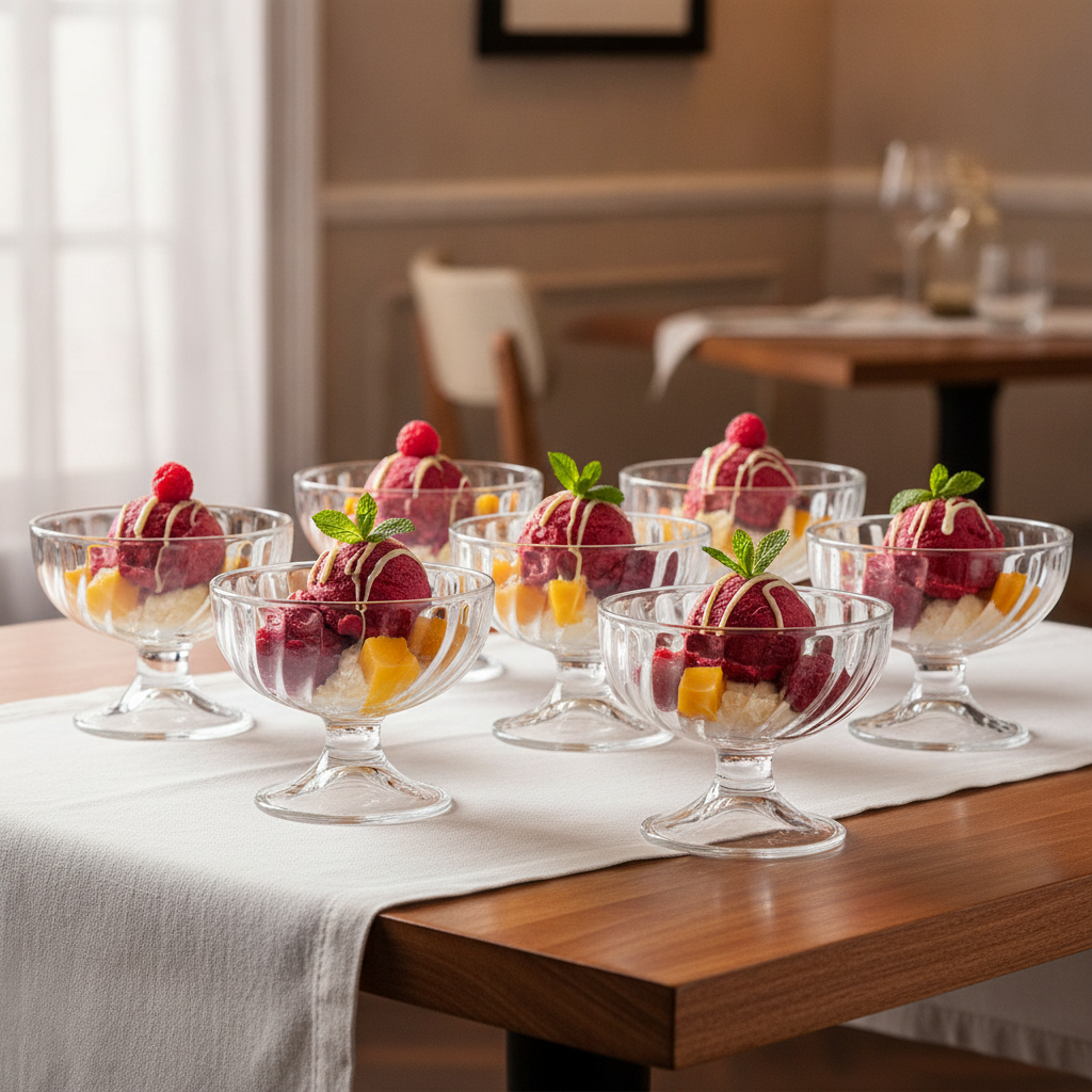 Glass Sorbet Coupe Dessert Bowls 210ml for Elegant Desserts (Pack of 24)