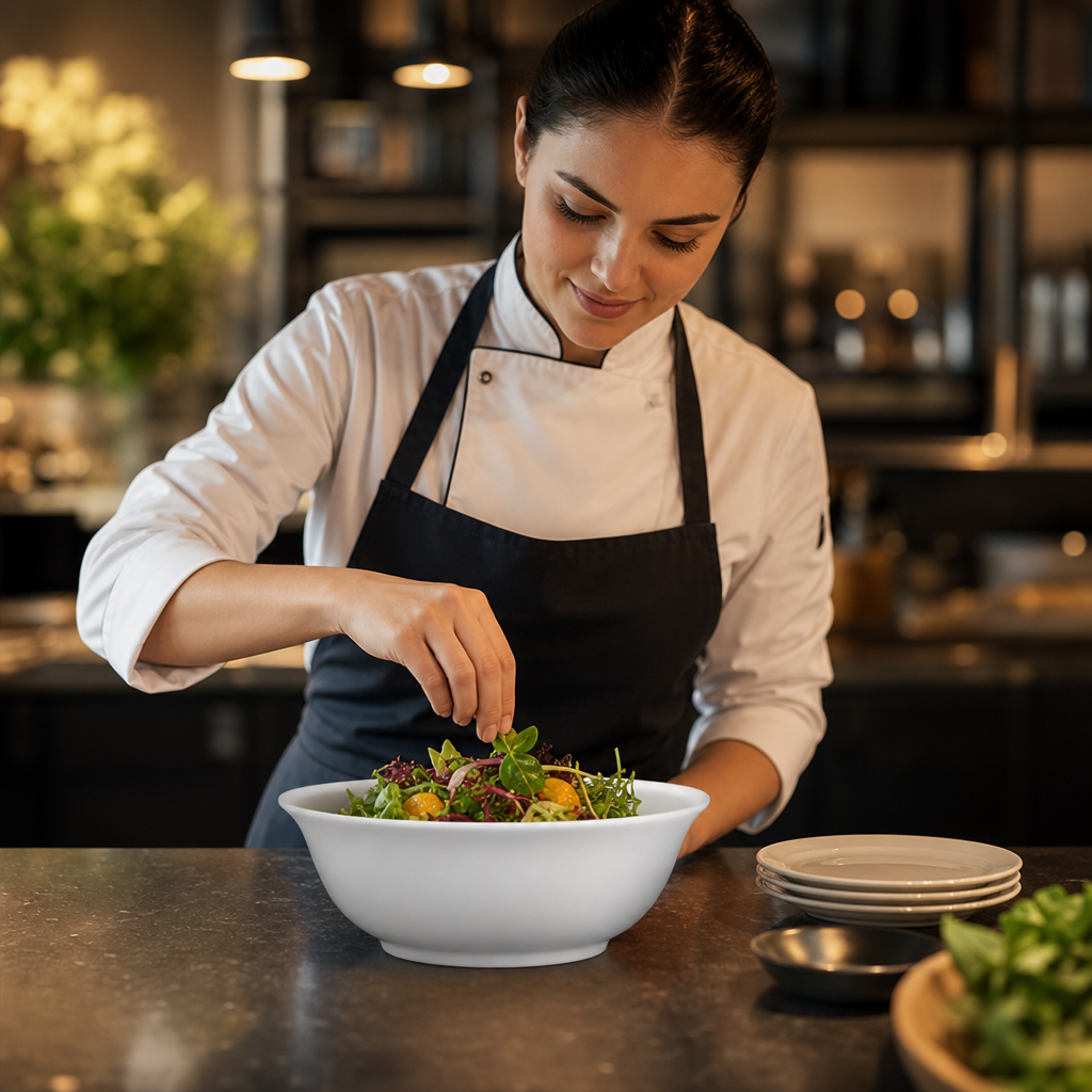 Salad Bowls 235mm Porcelain for Casual Dining (Pack of 6)