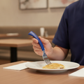 Ergonomic Right Hand Forks with Blue Polypropylene Handles for Independent Dining (Pack of 12)
