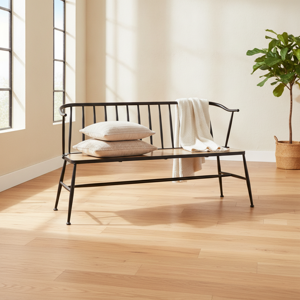 Mango Wood Curved Back Slatted Bench 800mm for Indoor Use