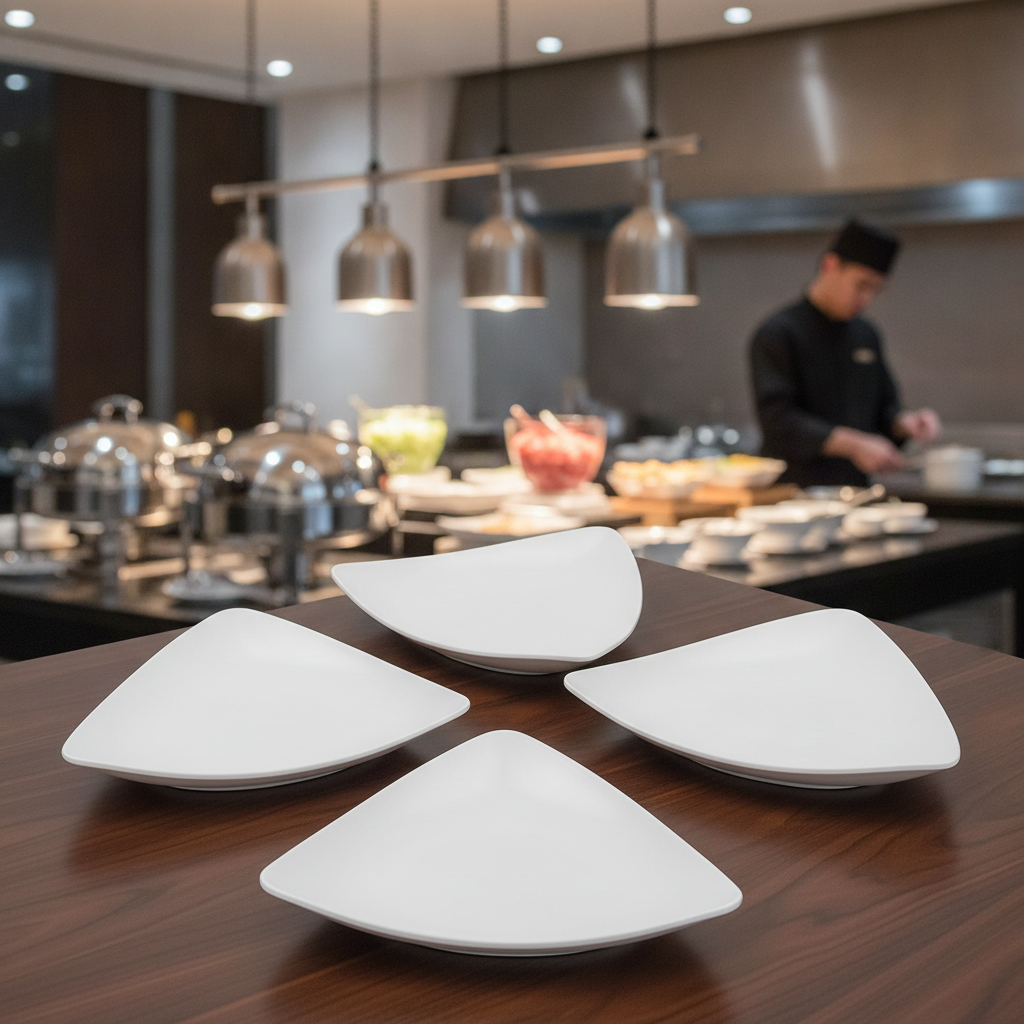 Melamine Triangular Platters 355mm for Buffet Displays (Pack of 4)
