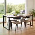 Acacia Wood & Powder-Coated Steel Rectangular Table 180cm for Indoor & Outdoor Use