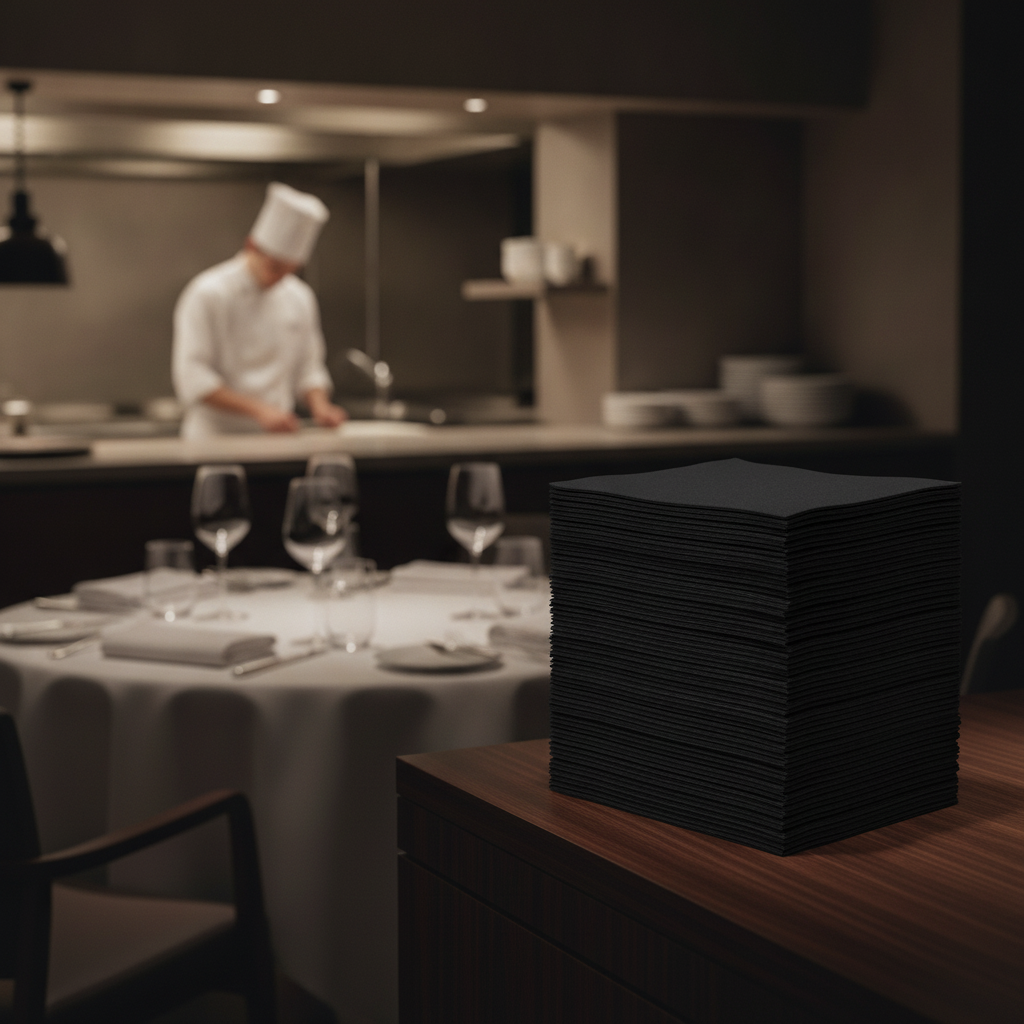Black Paper Dinner Napkins 40x40cm for Dining Services (Pack of 1000)