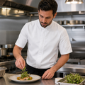 Short Sleeve Chef Jacket with Mesh Panels for Commercial Kitchens