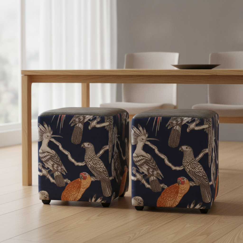 Pine Cube Stool 470x420mm for Contemporary Dining Spaces (Pack of 2)
