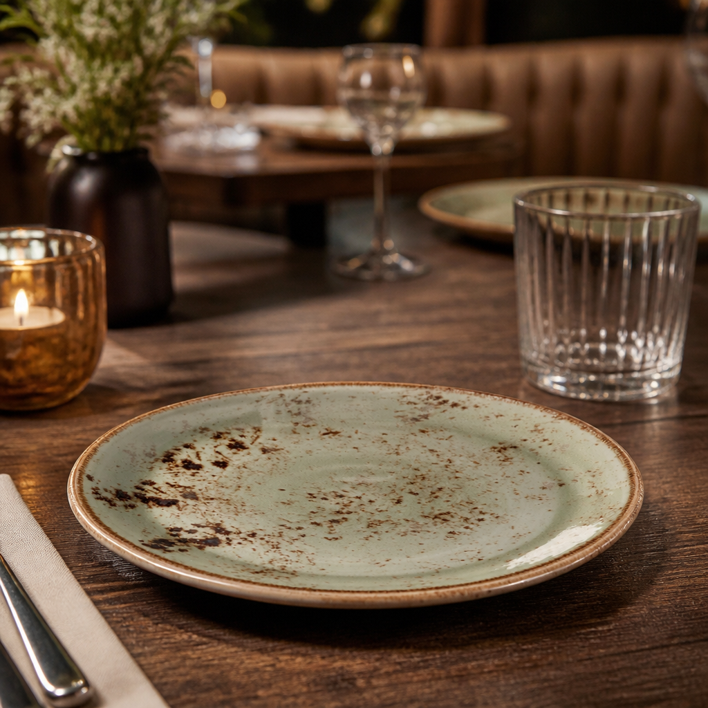 Coupe Plates 150mm Green Porcelain for Casual Dining (Pack of 36)