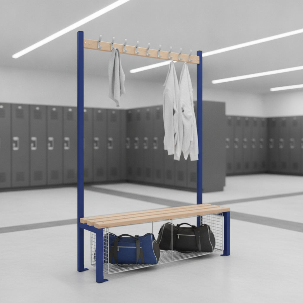 Powder Coated Steel Single-Sided Island Seating for Changing Rooms