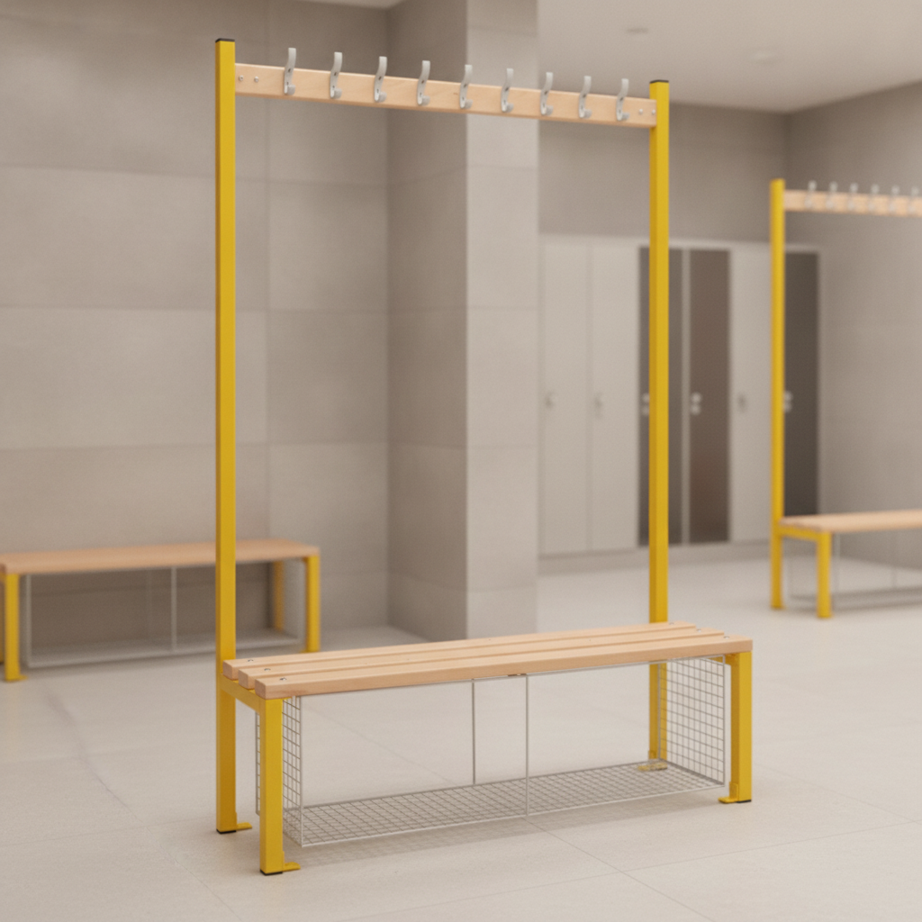 Powder Coated Steel Single-Sided Island Seating for Changing Rooms
