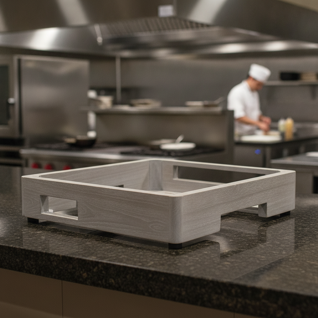 Reclaimed Teak Induction Unit Cover 370x420mm for Foodservice Presentation