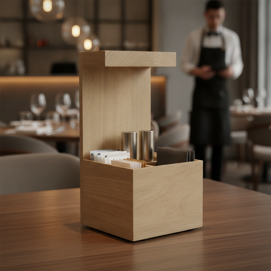 Oiled Oak Table Caddy 310mm for Organising Dining Spaces
