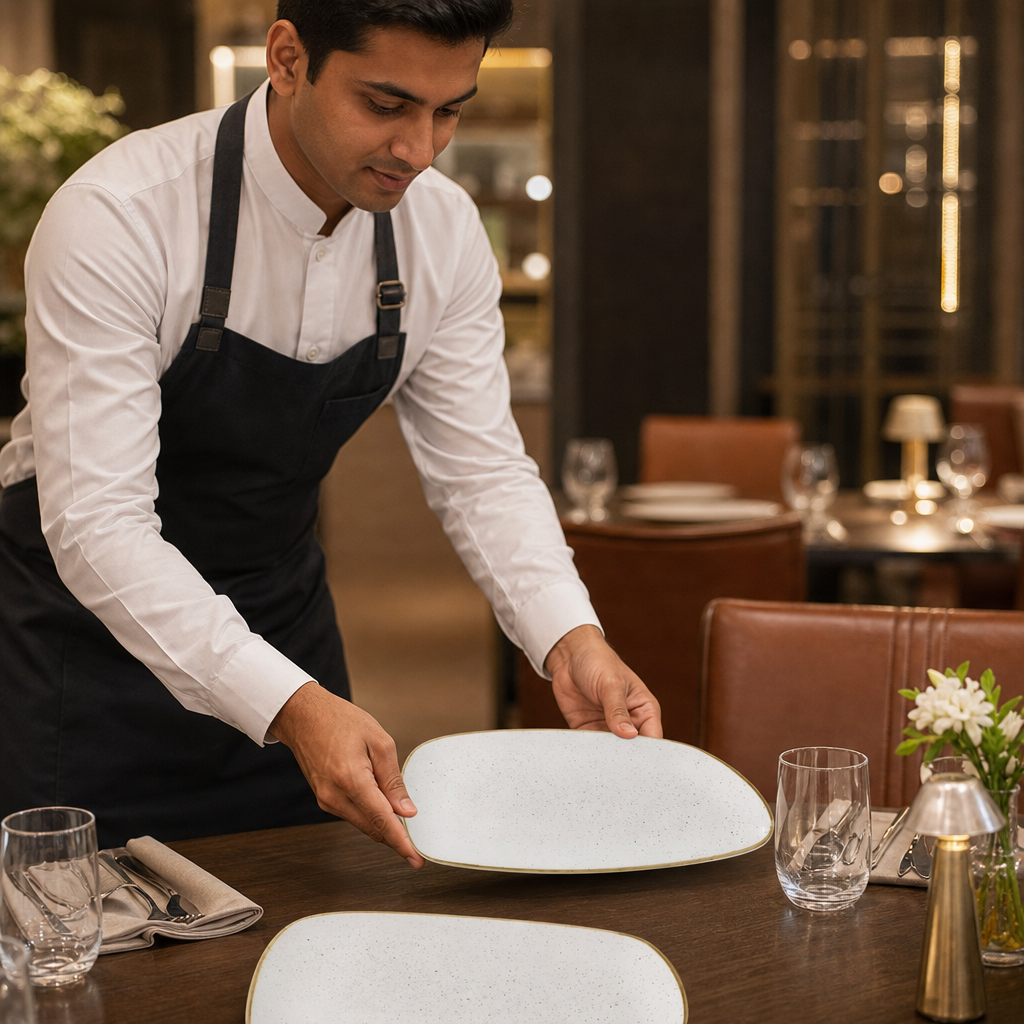 Oval Plates White Vitrified Ceramic for Dining Services (Pack of 6)
