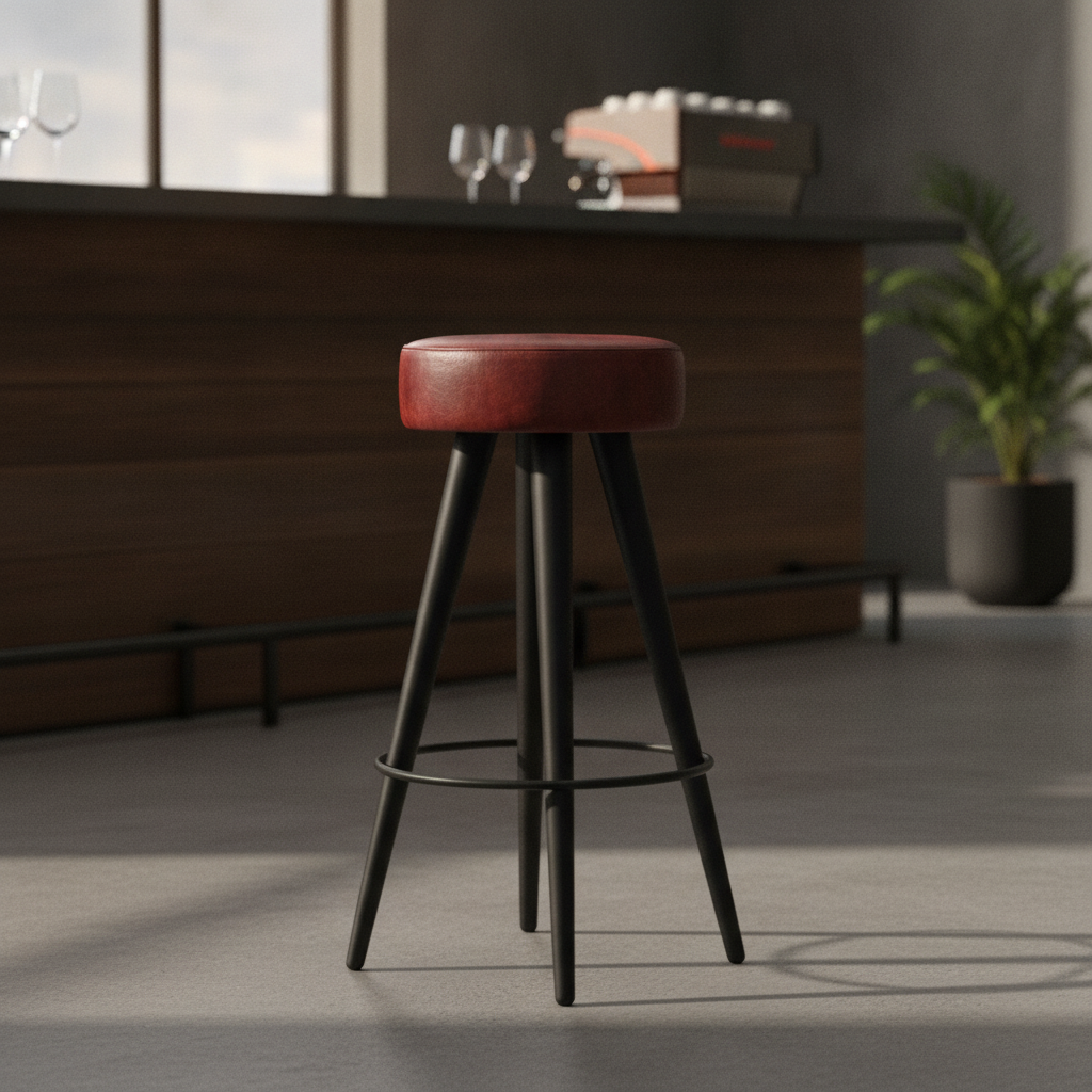 Genuine Leather Stool in Vintage Red 790mm for Hospitality Spaces