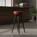 Genuine Leather Stool in Vintage Red 790mm for Hospitality Spaces