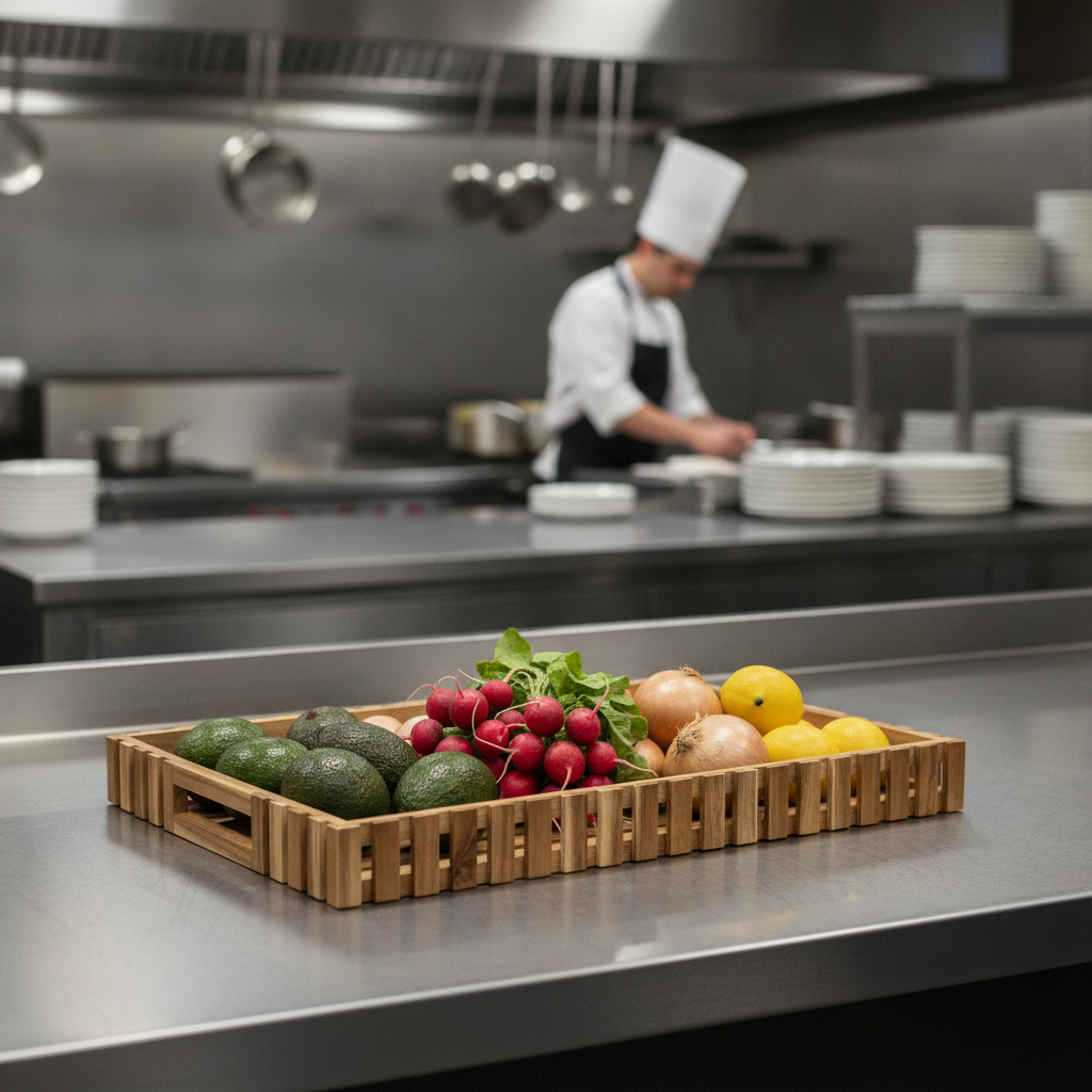 Acacia Wood Rectangular Storage Box 510x355mm for Organizing Ingredients