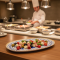 Melamine GN 1/1 Tray with Blue & White Pattern for Buffets