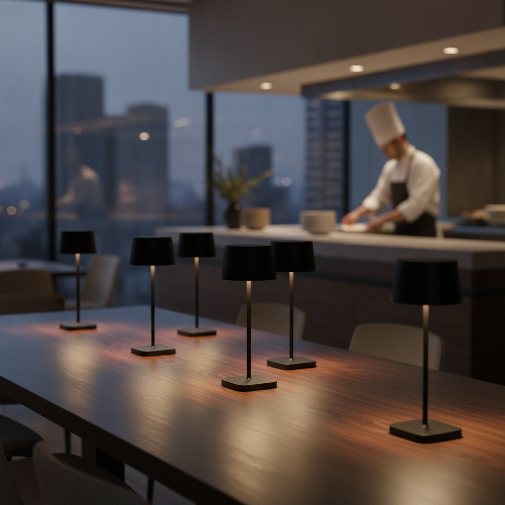 Aluminium Black Cordless LED Table Lamp 200mm for Indoor & Outdoor Use (Pack of 6)
