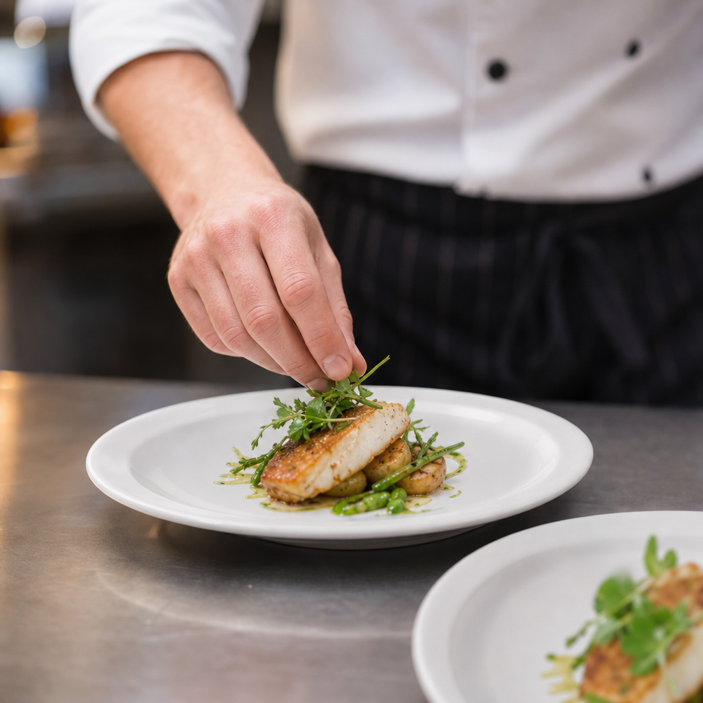 Narrow Rimmed Plates 205mm Porcelain for Restaurants & Cafés (Pack of 12)