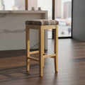 Wood & Fabric High Stool in Grey Tartan 760x350mm for Indoor Use