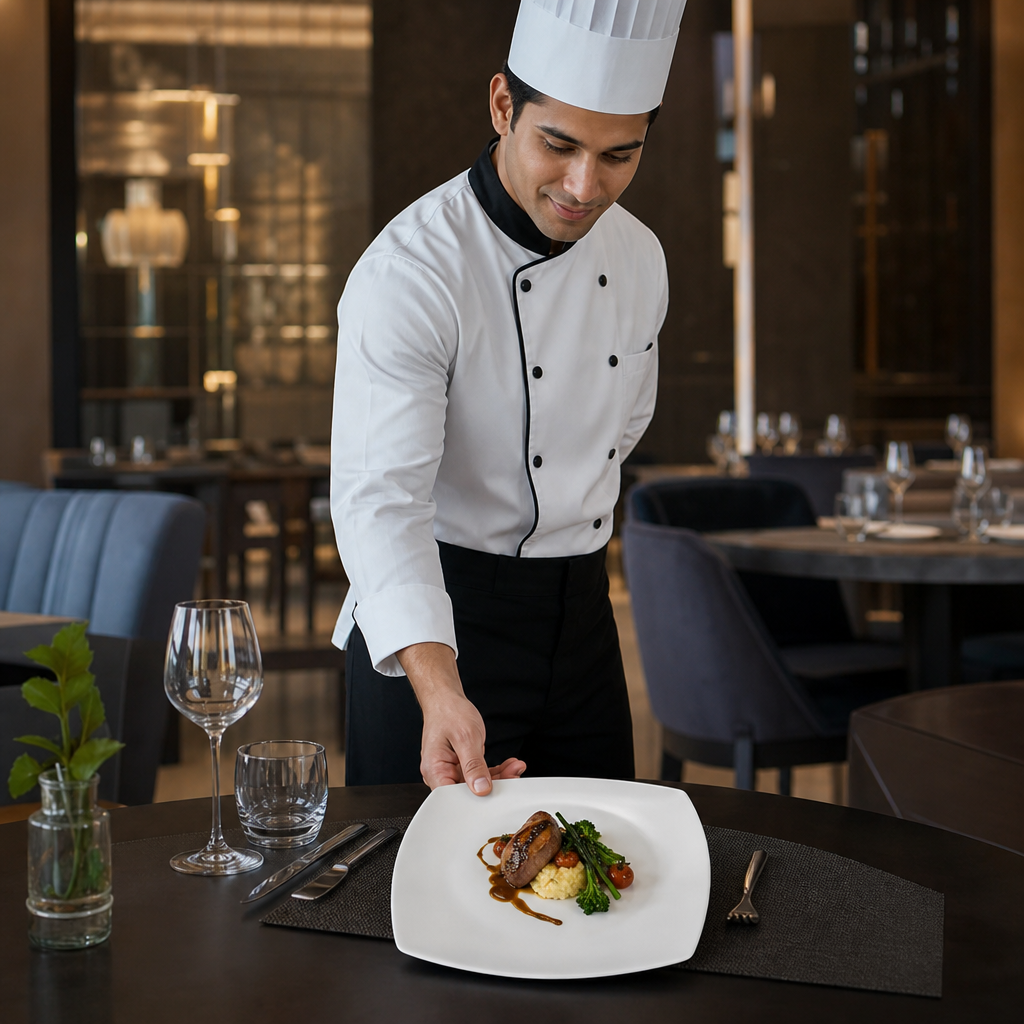 Rounded Square Plates 240mm Porcelain for Casual Dining (Pack of 12)