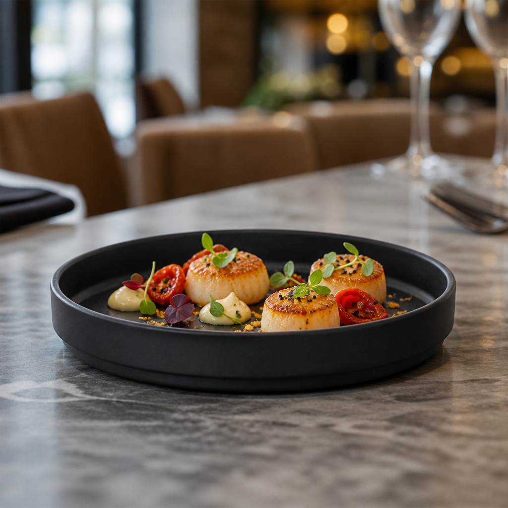 Stack Plates 159mm Black Polycarbonate for Serving Appetizers (Pack of 6)
