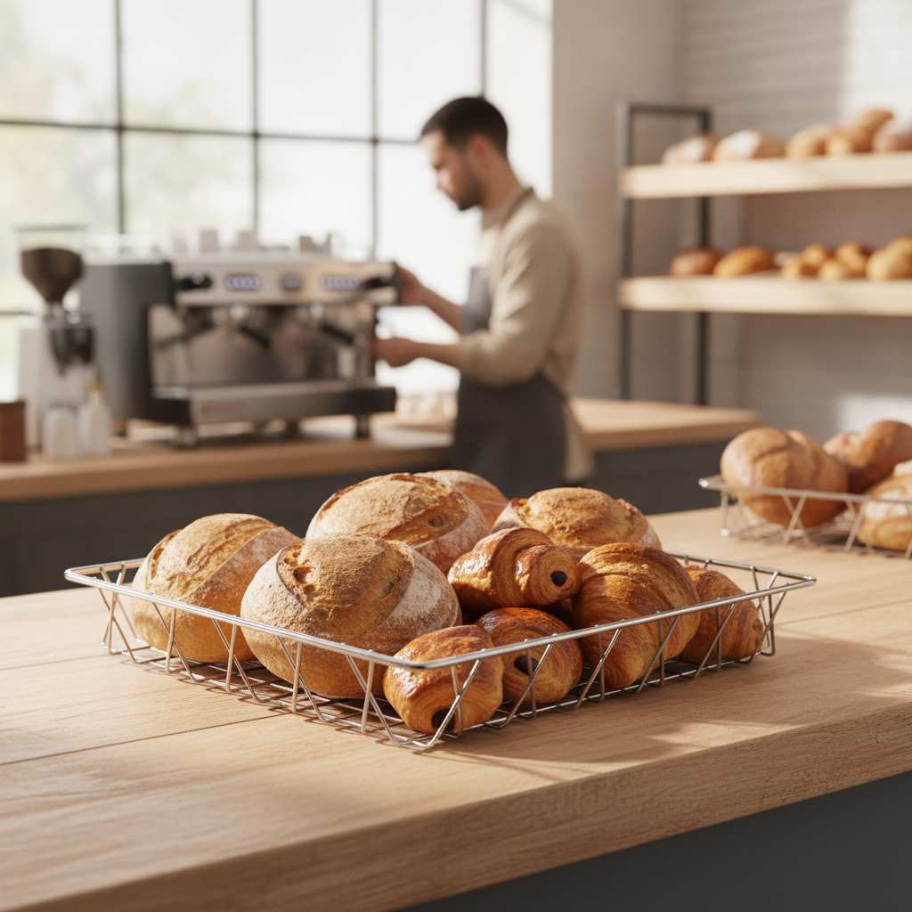 Stainless Steel Wire Display Basket 350x300x50mm for Bakeries