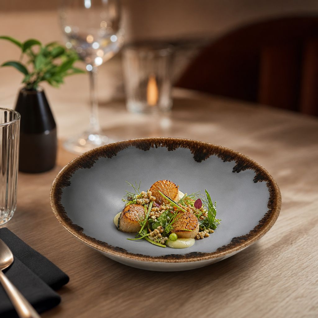 Hand-Finished Grey Coupe Bowls 182mm for Restaurants & Cafés