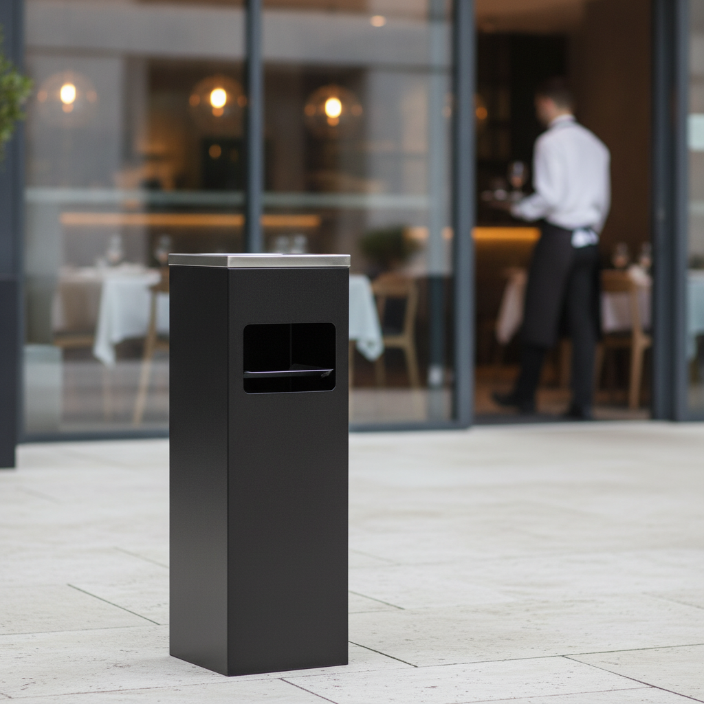 Stainless Steel Square Cigarette Bin 10L for Outdoor Areas
