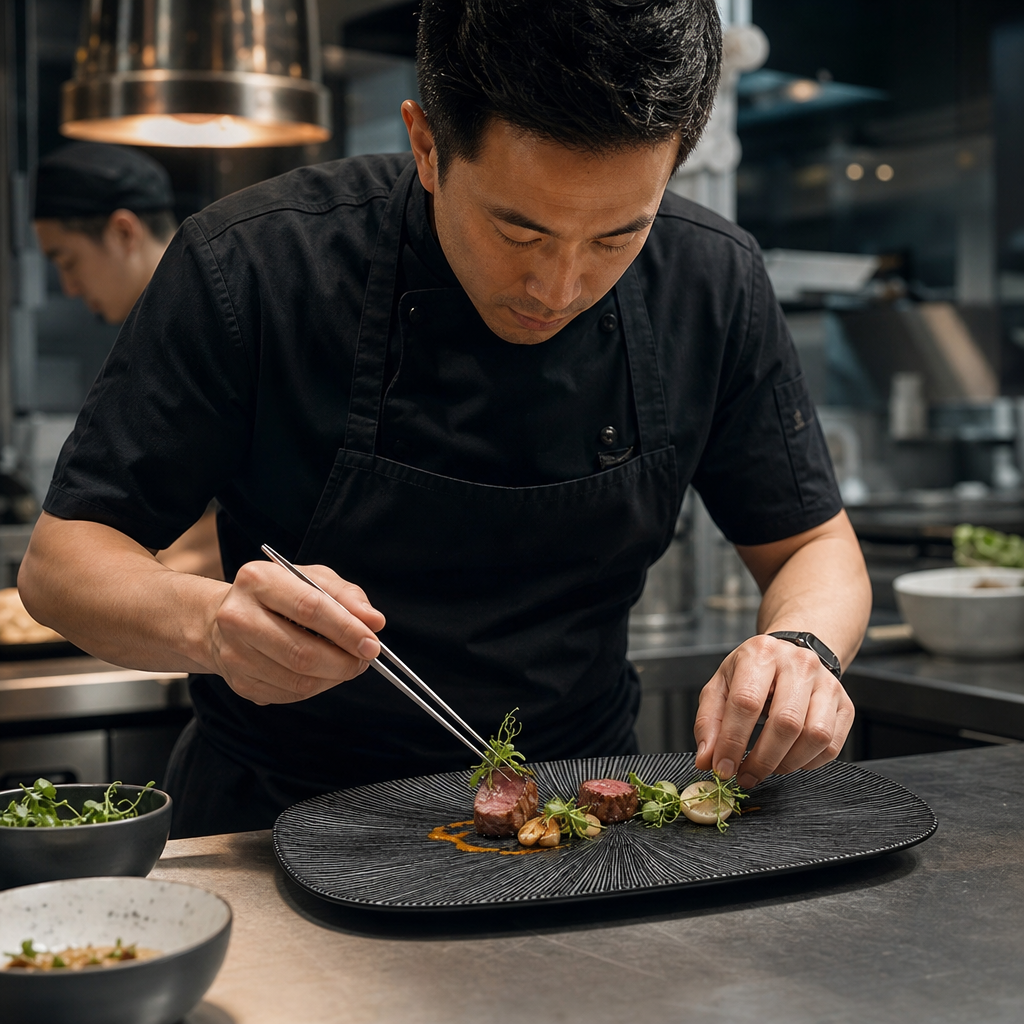 Oblong Chefs Plates Black Vitrified Ceramic for Creative Plating (Pack of 12)