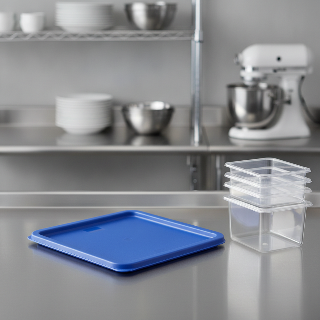 Polyethylene Square Food Storage Container Lid Blue for Food Preparation