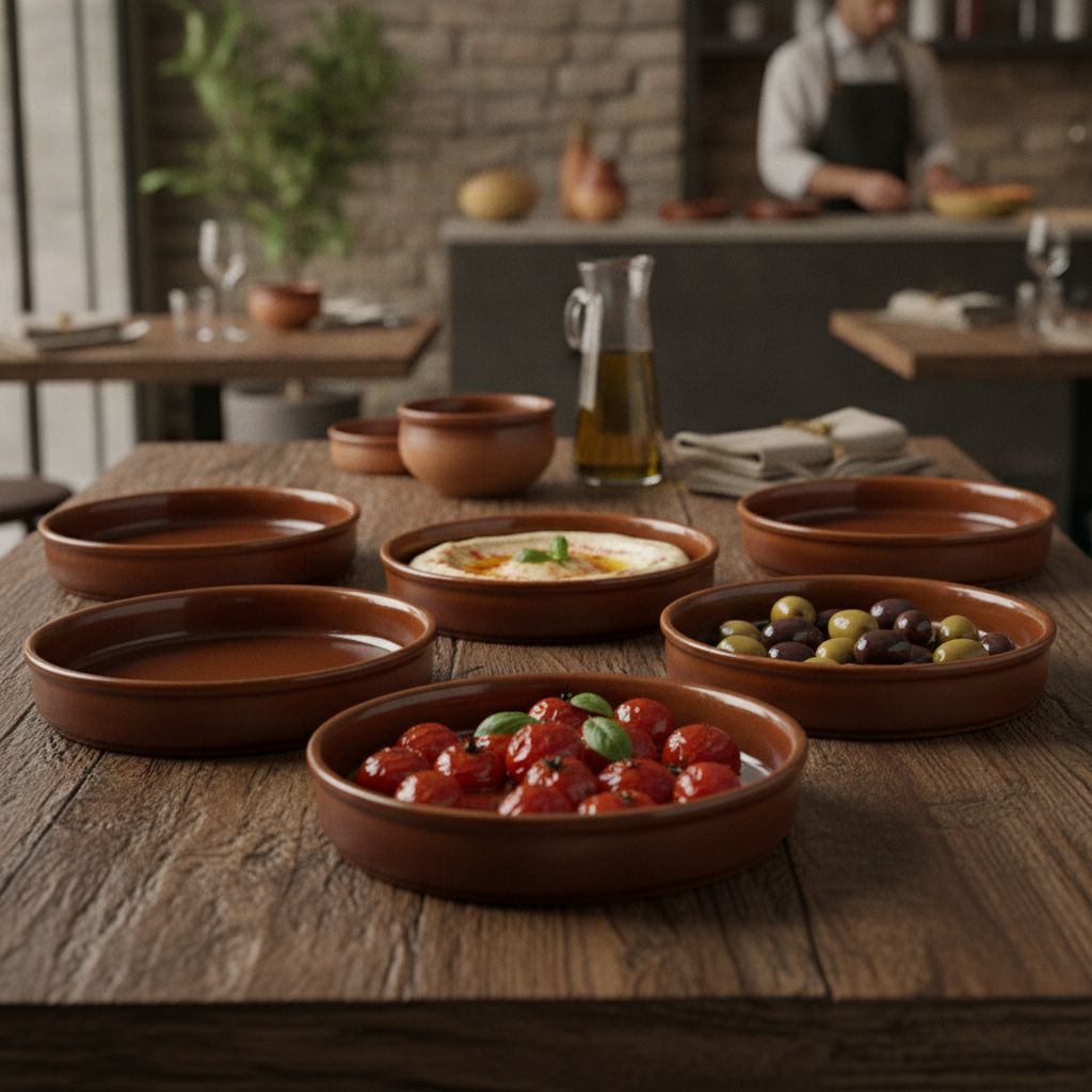 Stoneware Round Mezze Dishes 140mm for Serving Tapas (Pack of 6)